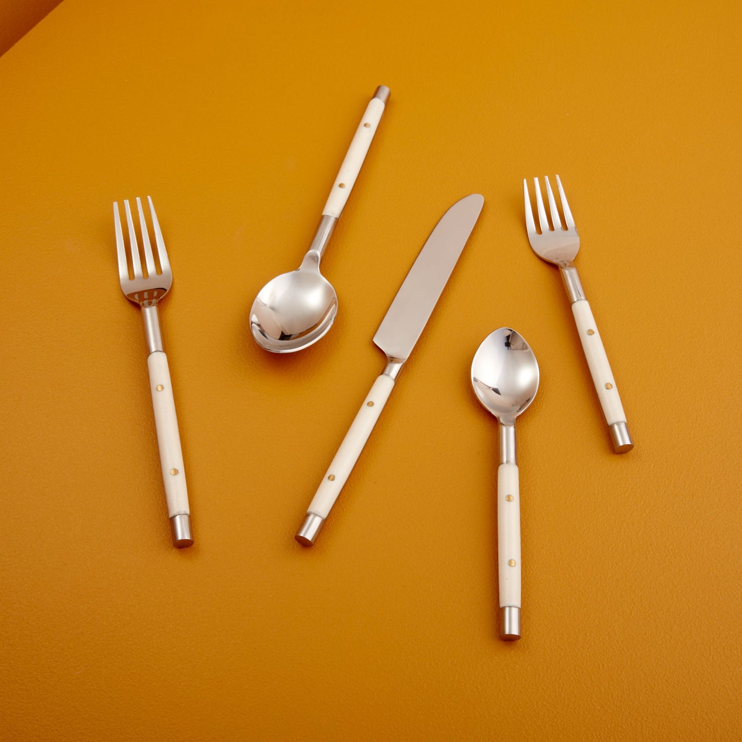 Stainless with White Inlay Flatware